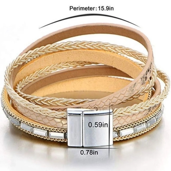 Bracelet/Cuff Vegan Leather Sparkly Snake Print - Picture 3 of 5